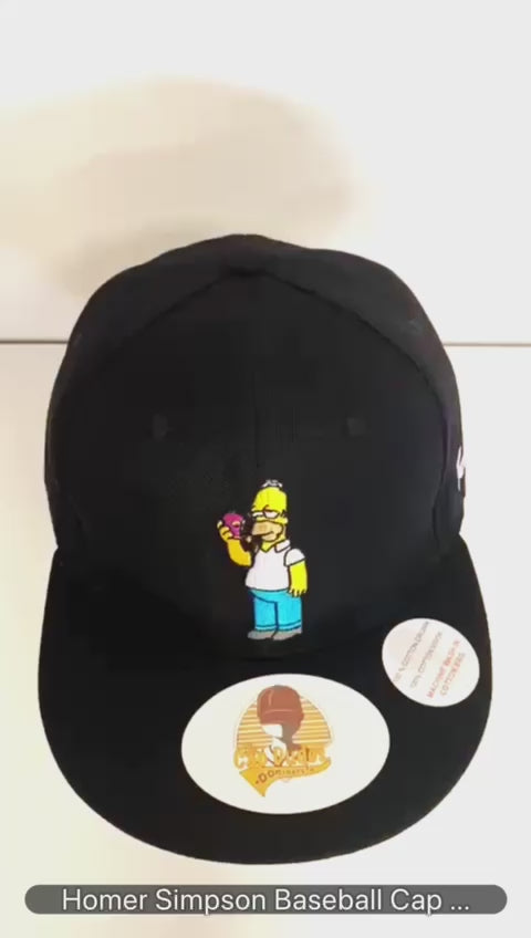 Homer Simpson Black Baseball Hat - Cartoon Cap Snapback 9 Fifty